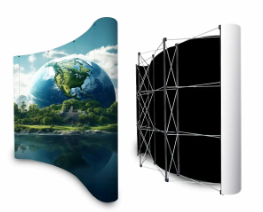Pop up stand 3 x 3 Grid Curved model with Black PVC 400 micron